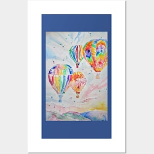 Hot Air Balloons Watercolor Painting Posters and Art